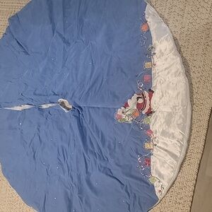 D&F Designs Blue Velvet Santa Christmas Tree Skirt